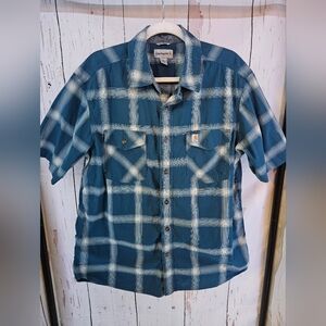 Large Carhartt Men's button-down work shirt! Cotton/spandex for comfort!